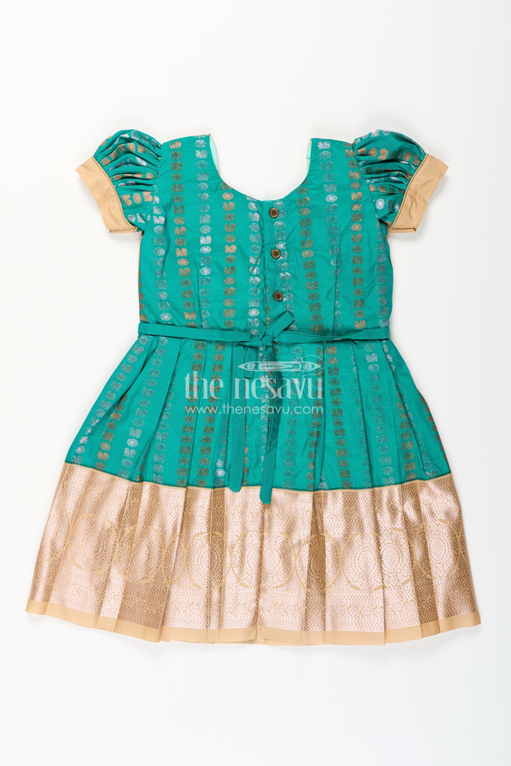 Baby girl kanchipuram silk frock for weddings and festive gatherings