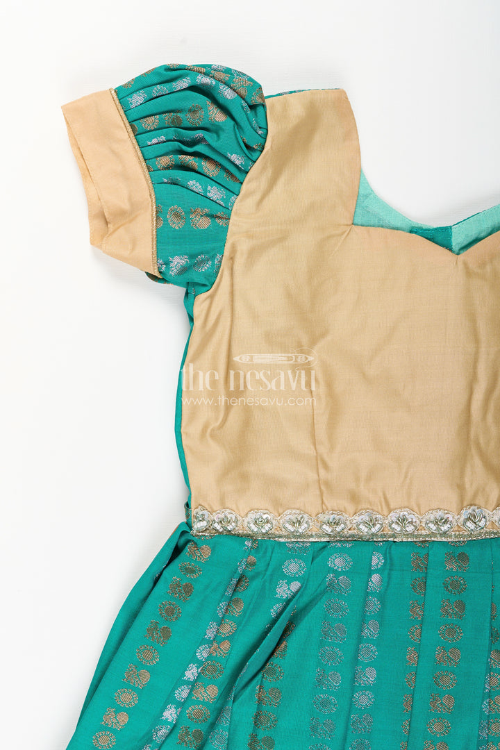 Baby girl kanchipuram silk frock for weddings and festive gatherings