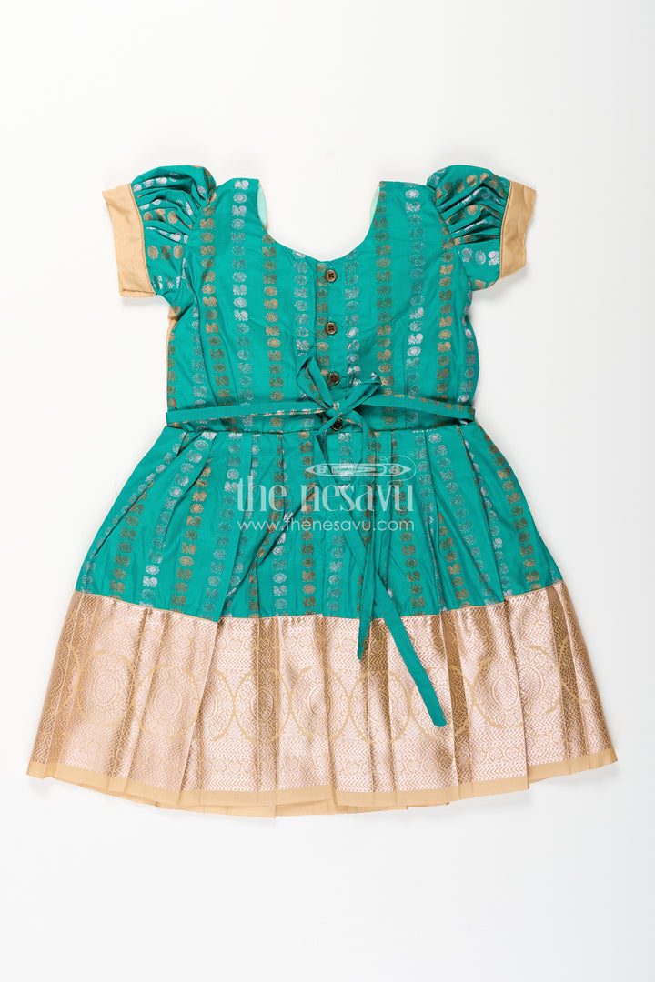 Baby girl kanchipuram silk frock for weddings and festive gatherings