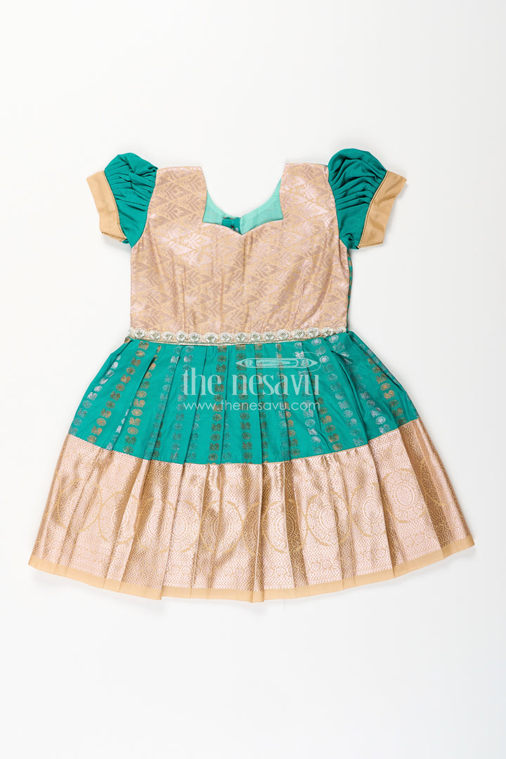 Baby girl kanchipuram silk frock for weddings and festive gatherings