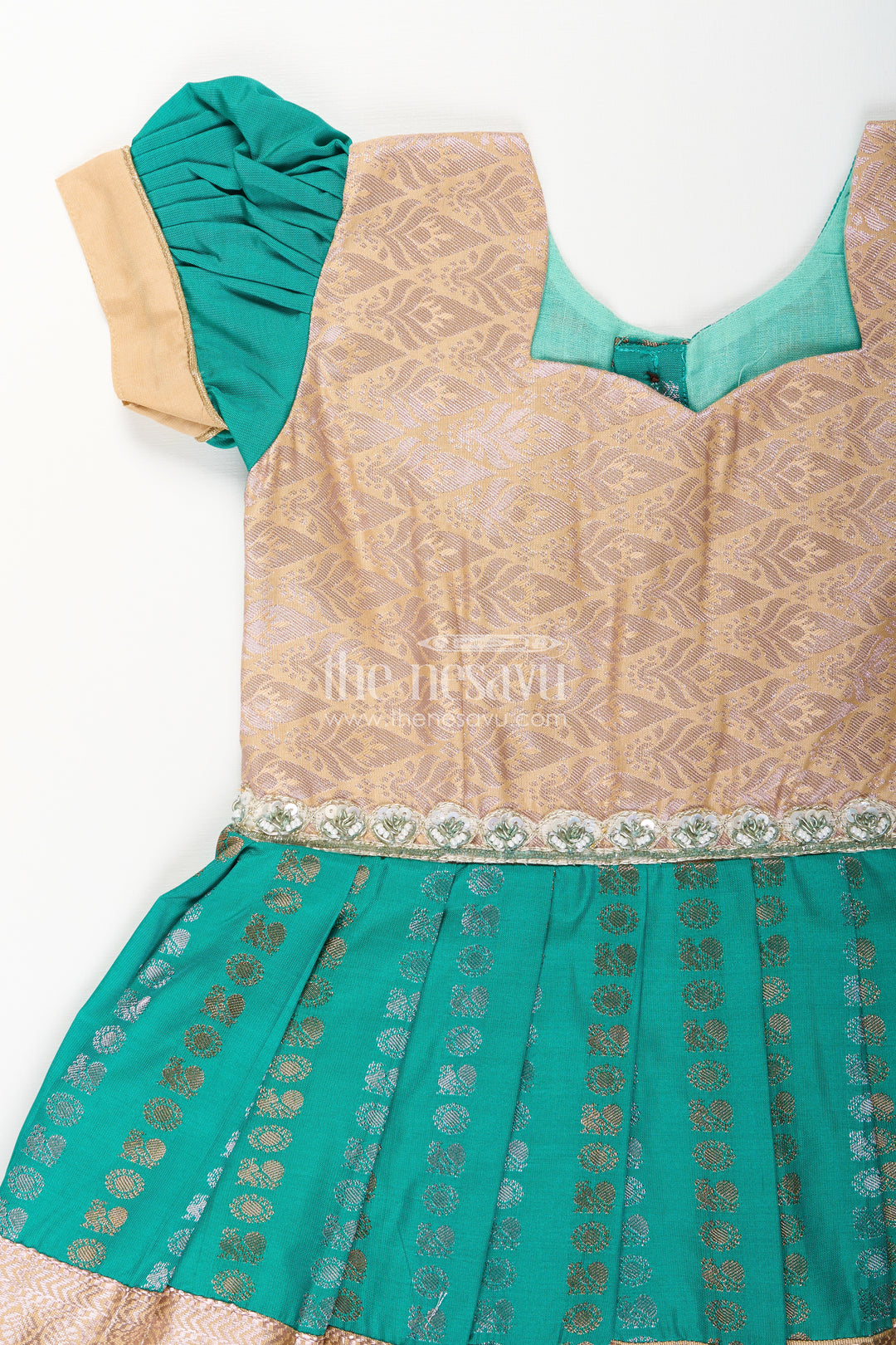 Baby girl kanchipuram silk frock for weddings and festive gatherings