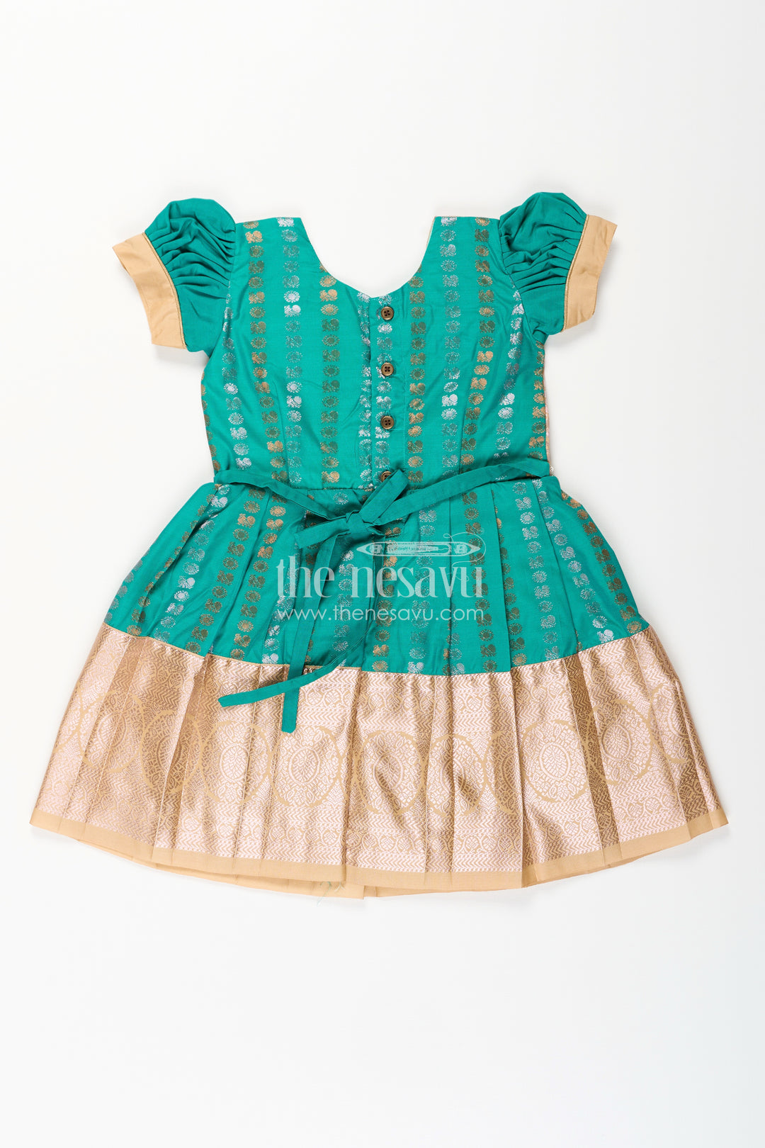 Baby girl kanchipuram silk frock for weddings and festive gatherings
