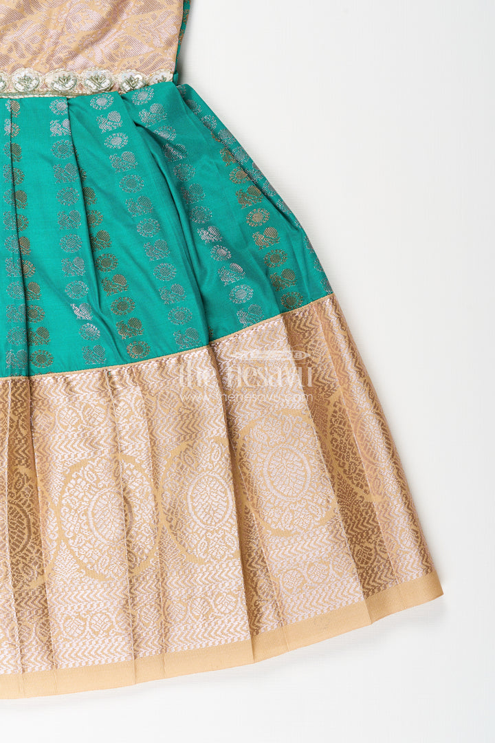 Baby girl kanchipuram silk frock for weddings and festive gatherings