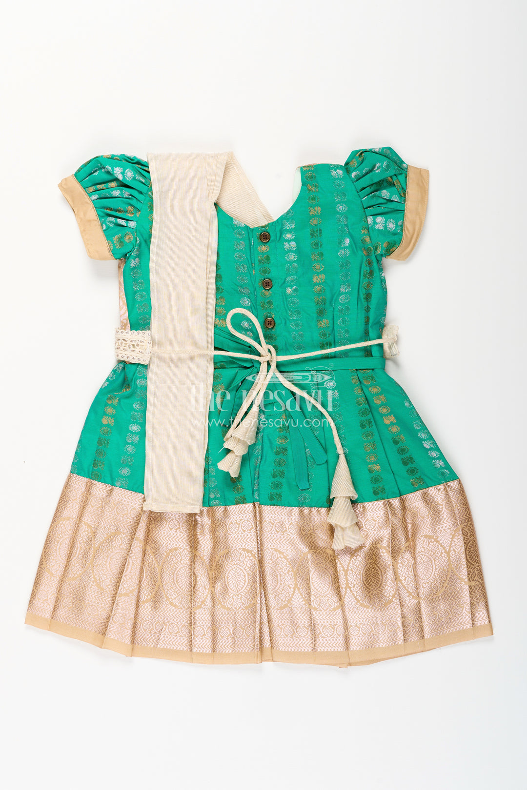 Baby girl kanchipuram silk frock for weddings and festive celebrations