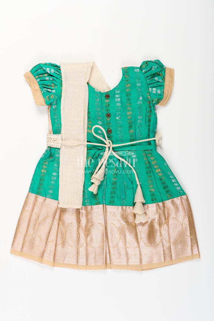 Baby girl kanchipuram silk frock for weddings and festive celebrations