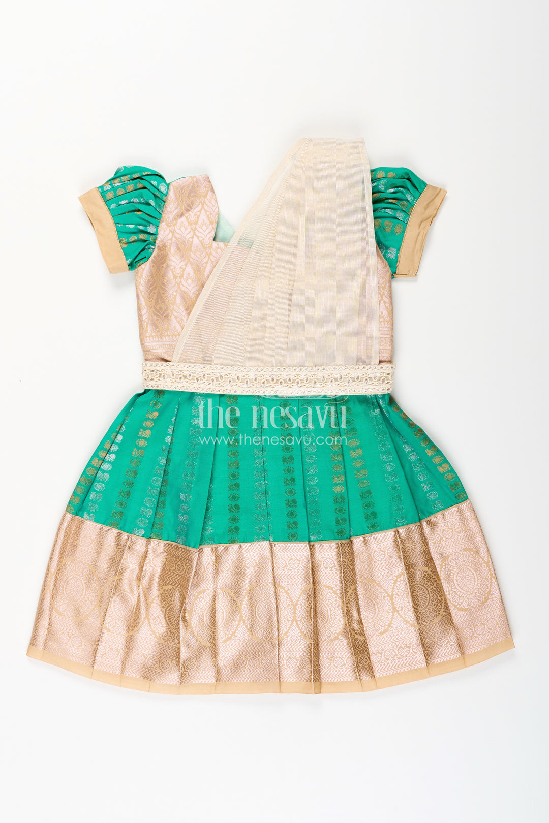 Baby girl kanchipuram silk frock for weddings and festive celebrations