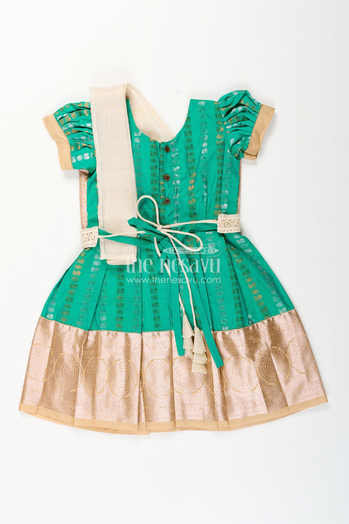 Baby girl kanchipuram silk frock for weddings and festive celebrations