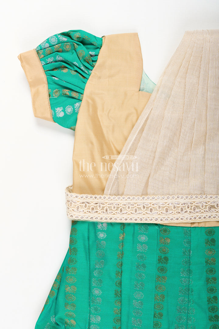 Baby girl kanchipuram silk frock for weddings and festive celebrations