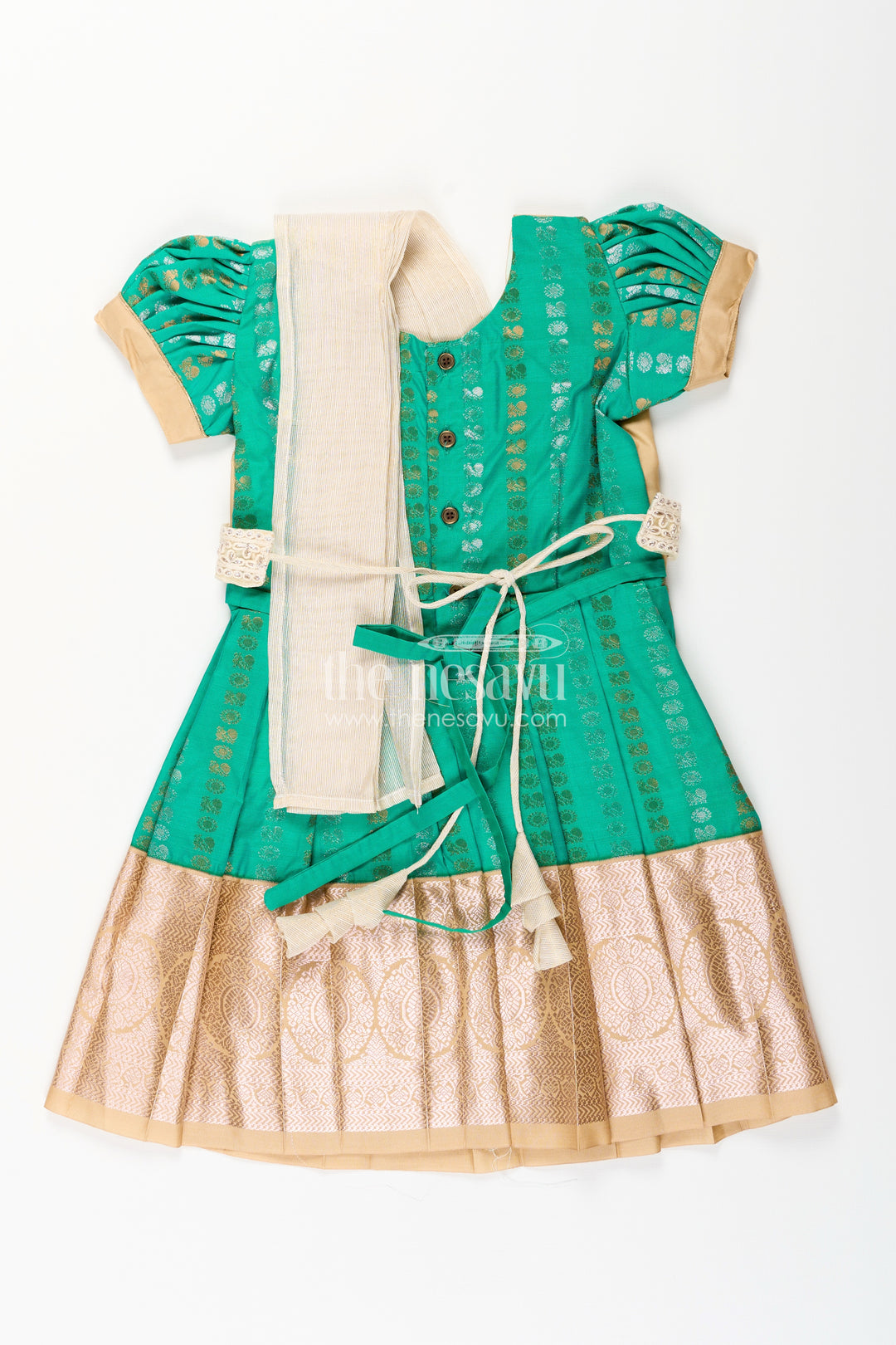 Baby girl kanchipuram silk frock for weddings and festive celebrations
