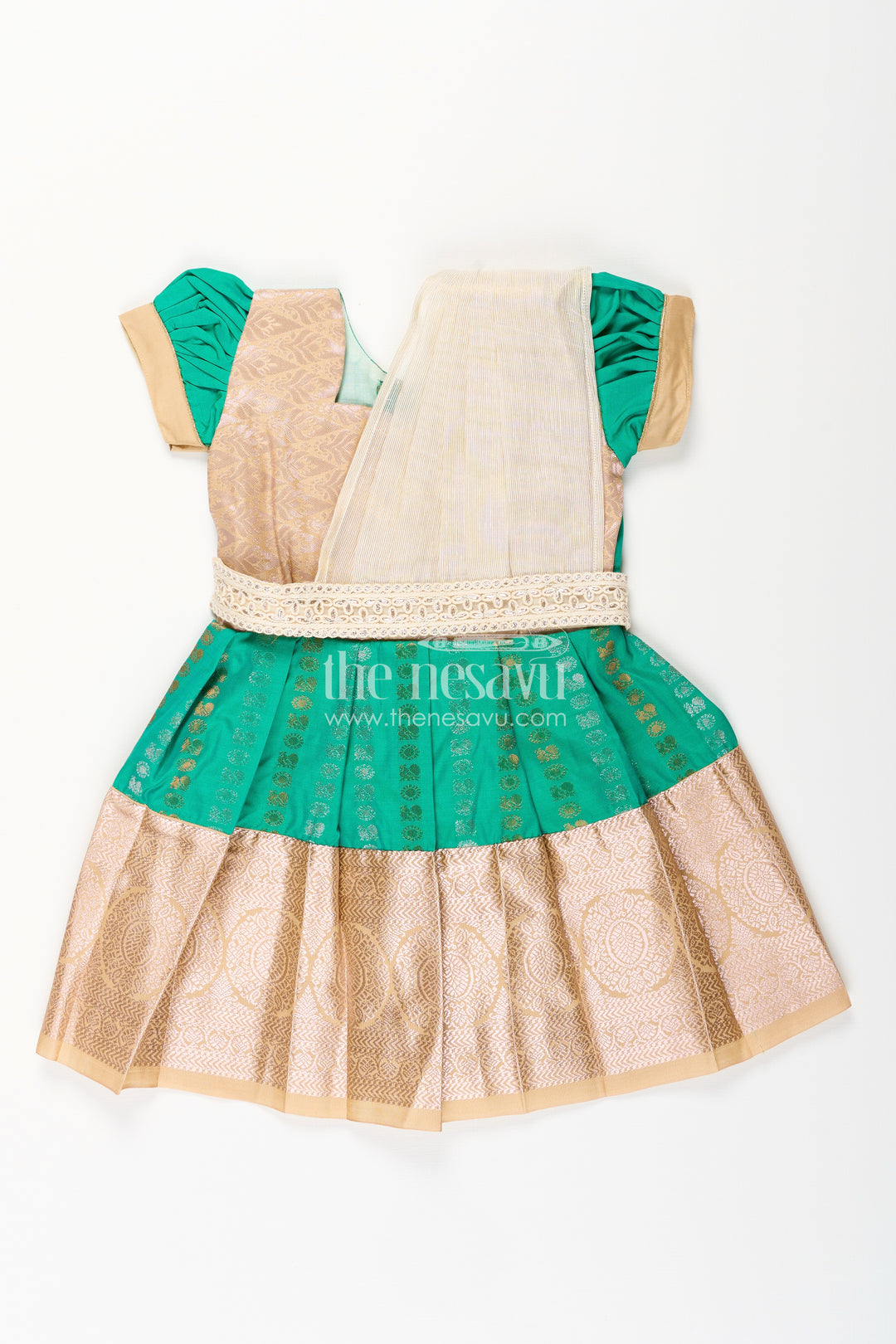 Baby girl kanchipuram silk frock for weddings and festive celebrations
