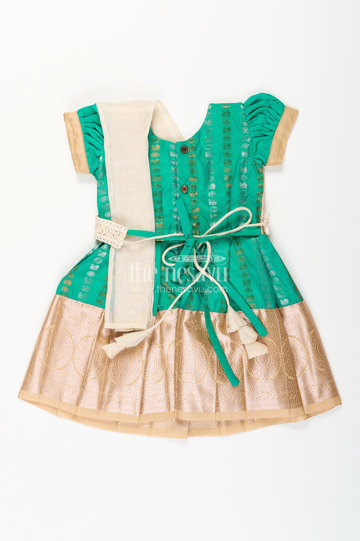 Baby girl kanchipuram silk frock for weddings and festive celebrations