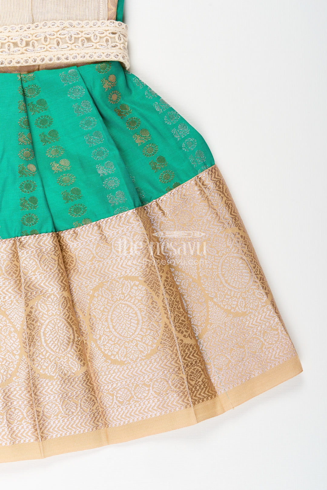 Baby girl kanchipuram silk frock for weddings and festive celebrations