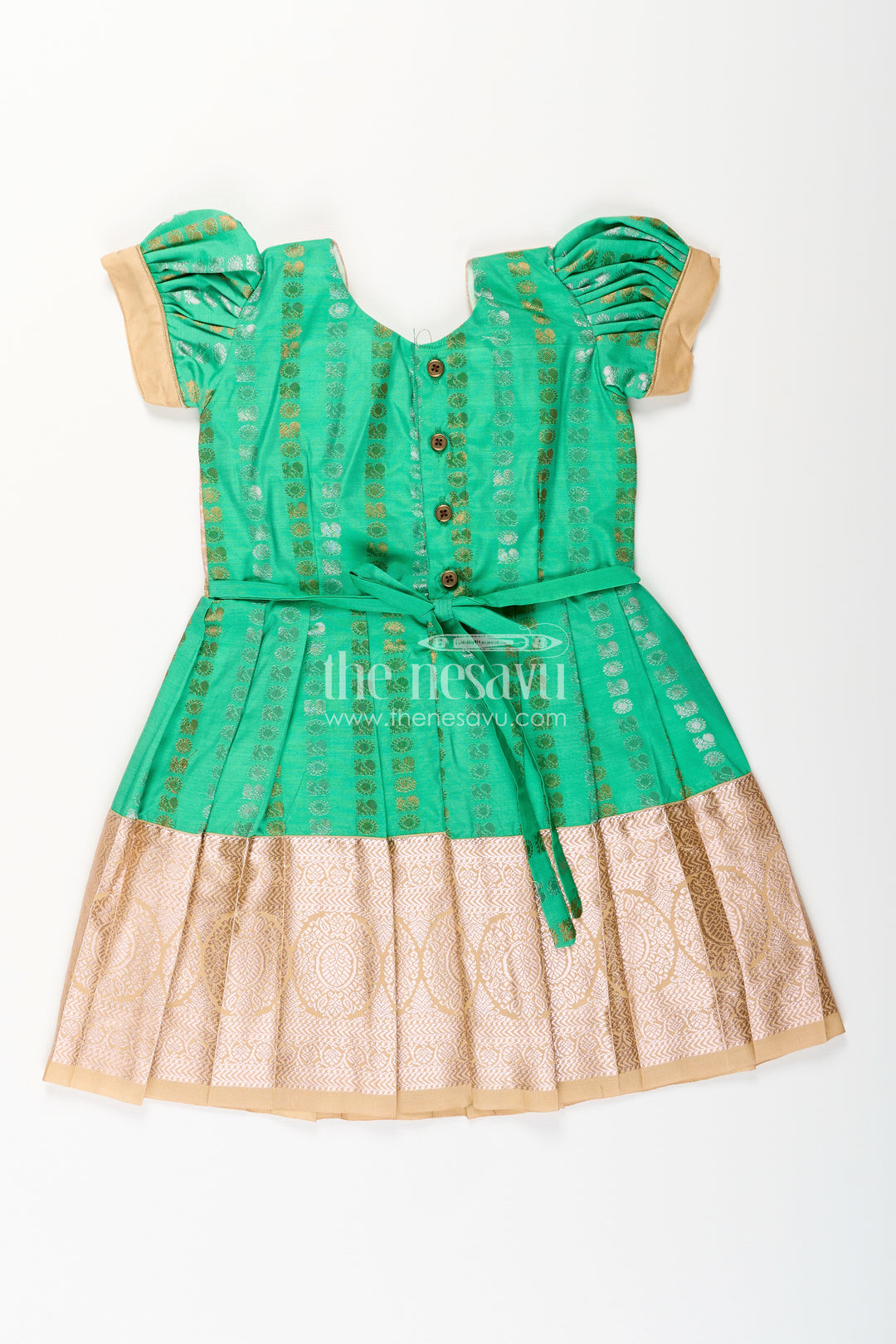 Baby girl kanchipuram silk frock for festive and wedding occasions