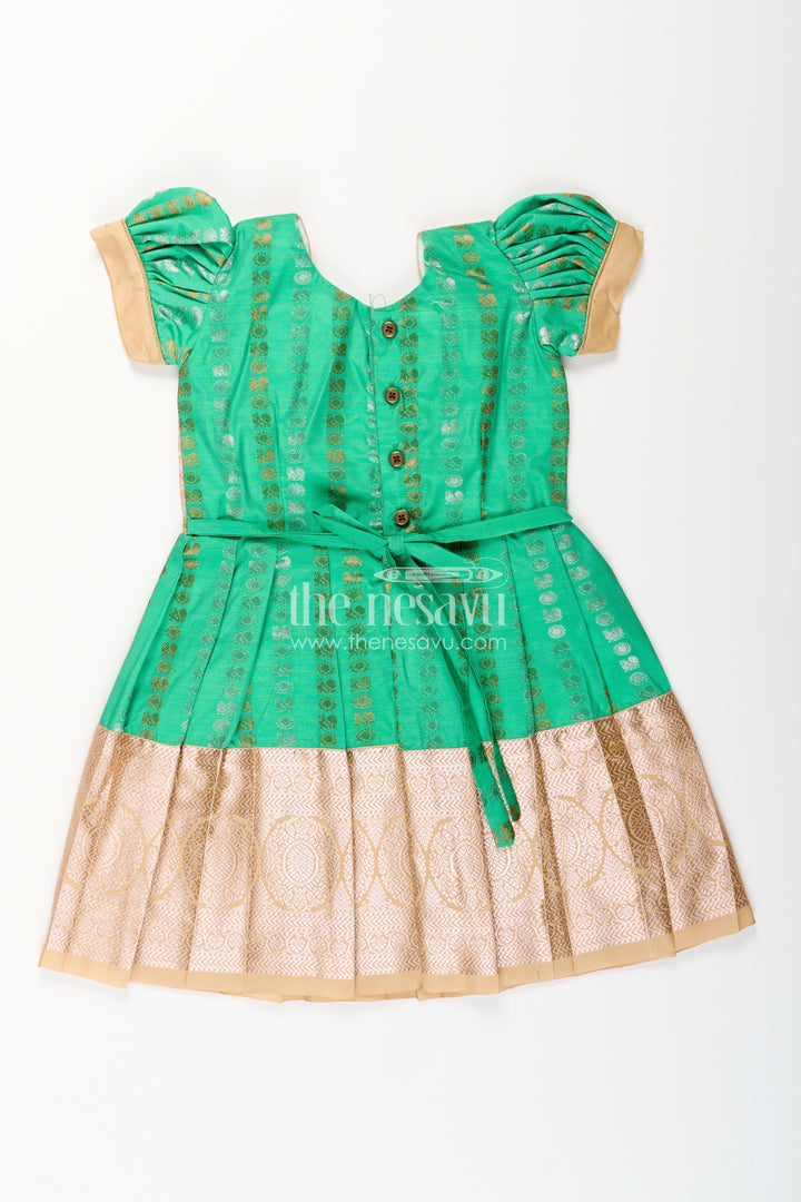Baby girl kanchipuram silk frock for festive and wedding occasions