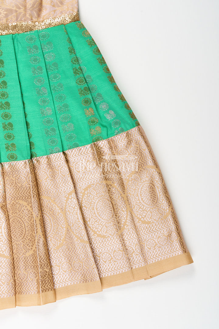 Baby girl kanchipuram silk frock for festive and wedding occasions
