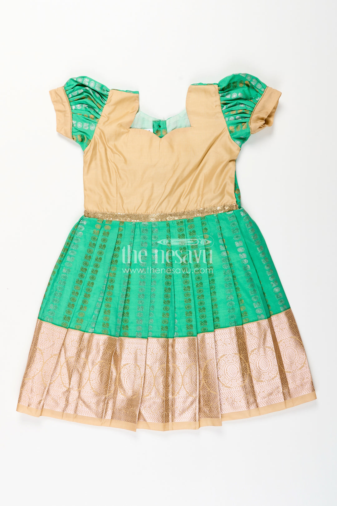 Baby girl kanchipuram silk frock for festive and wedding occasions
