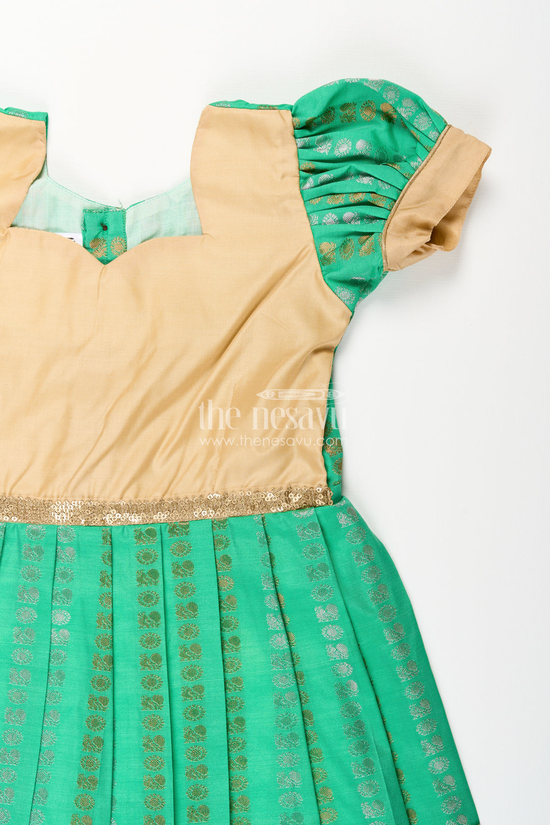 Baby girl kanchipuram silk frock for festive and wedding occasions