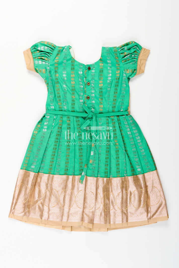 Baby girl kanchipuram silk frock for festive and wedding occasions