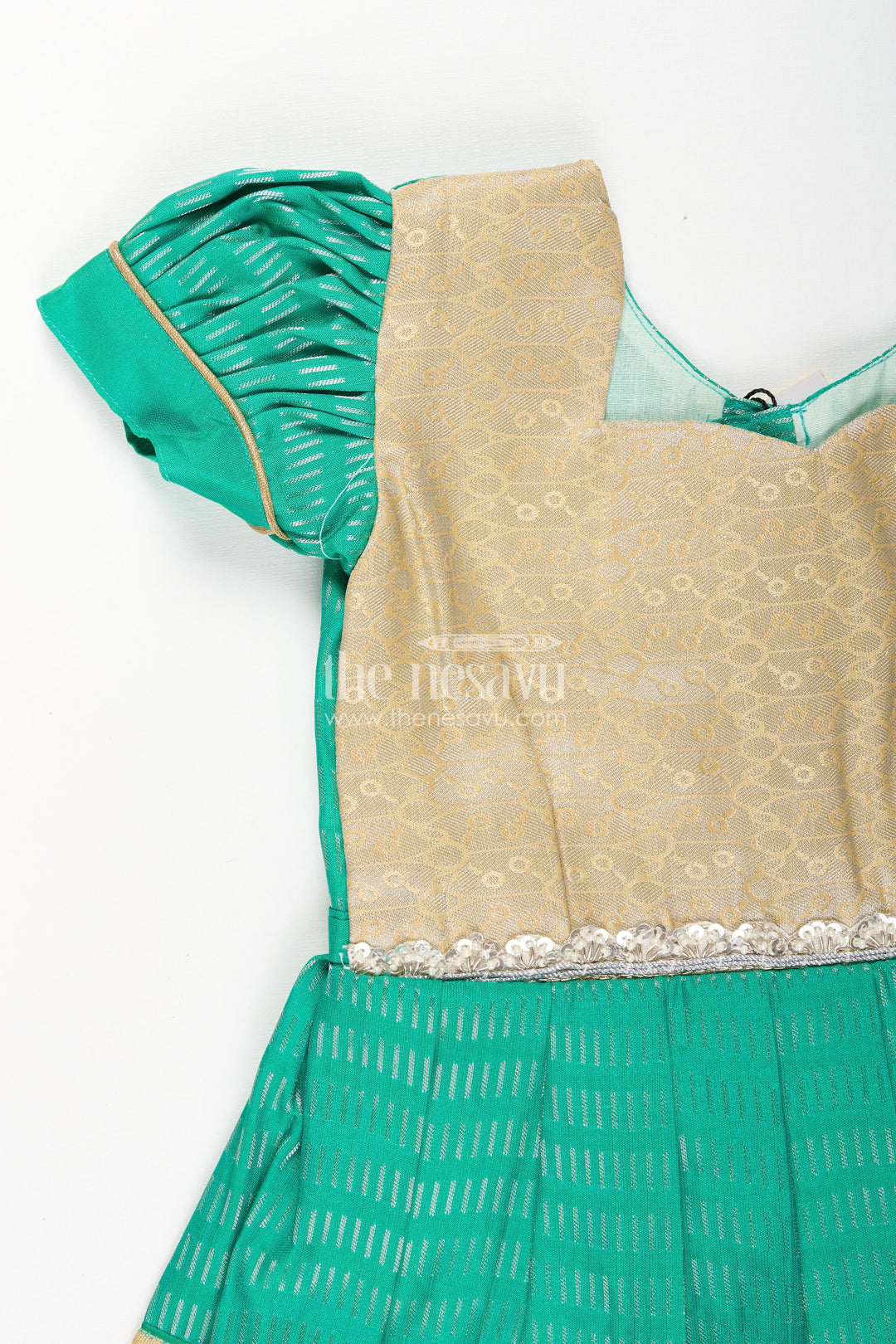 Baby girl kanchipuram silk frock for festive and wedding celebrations