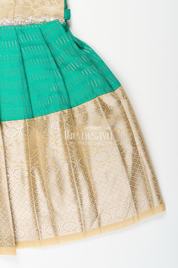 Baby girl kanchipuram silk frock for festive and wedding celebrations
