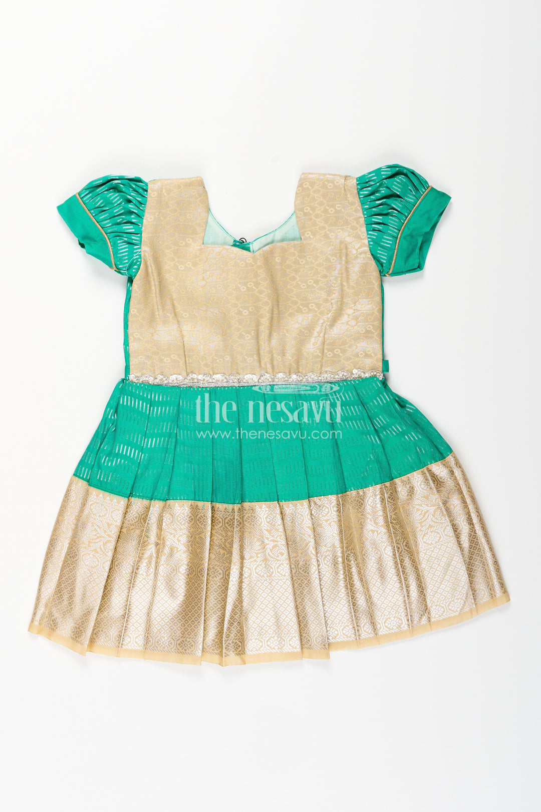 Baby girl kanchipuram silk frock for festive and wedding celebrations
