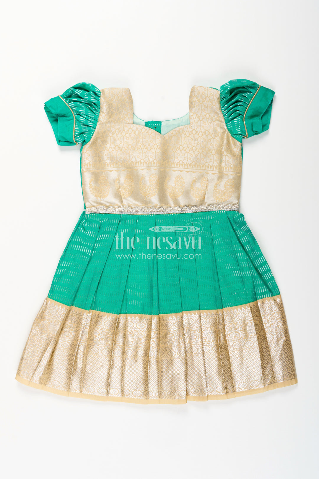 Baby girl kanchipuram silk frock for festive and wedding celebrations