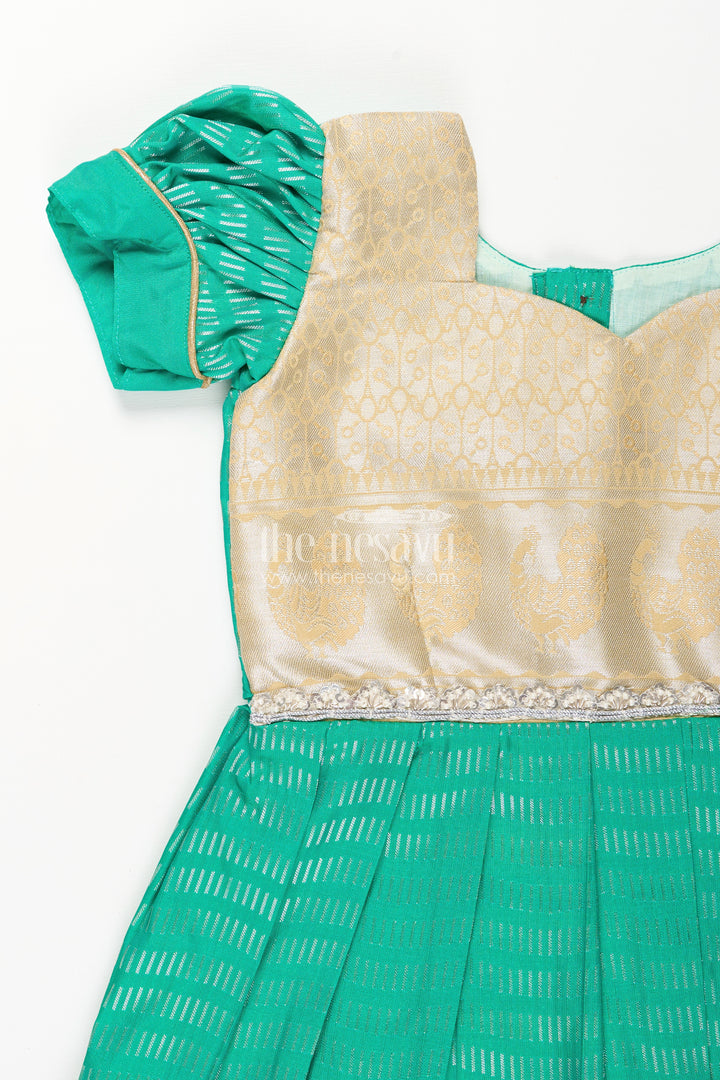 Baby girl kanchipuram silk frock for festive and wedding celebrations
