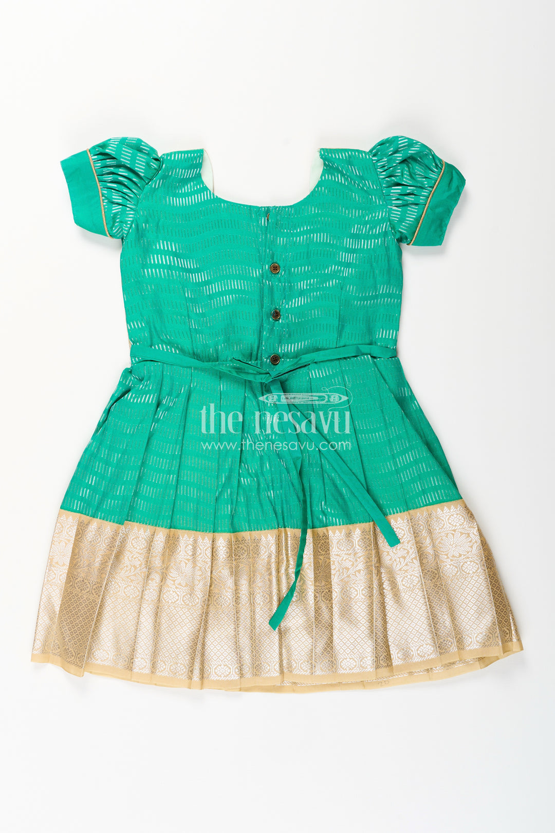 Baby girl kanchipuram silk frock for festive and wedding celebrations