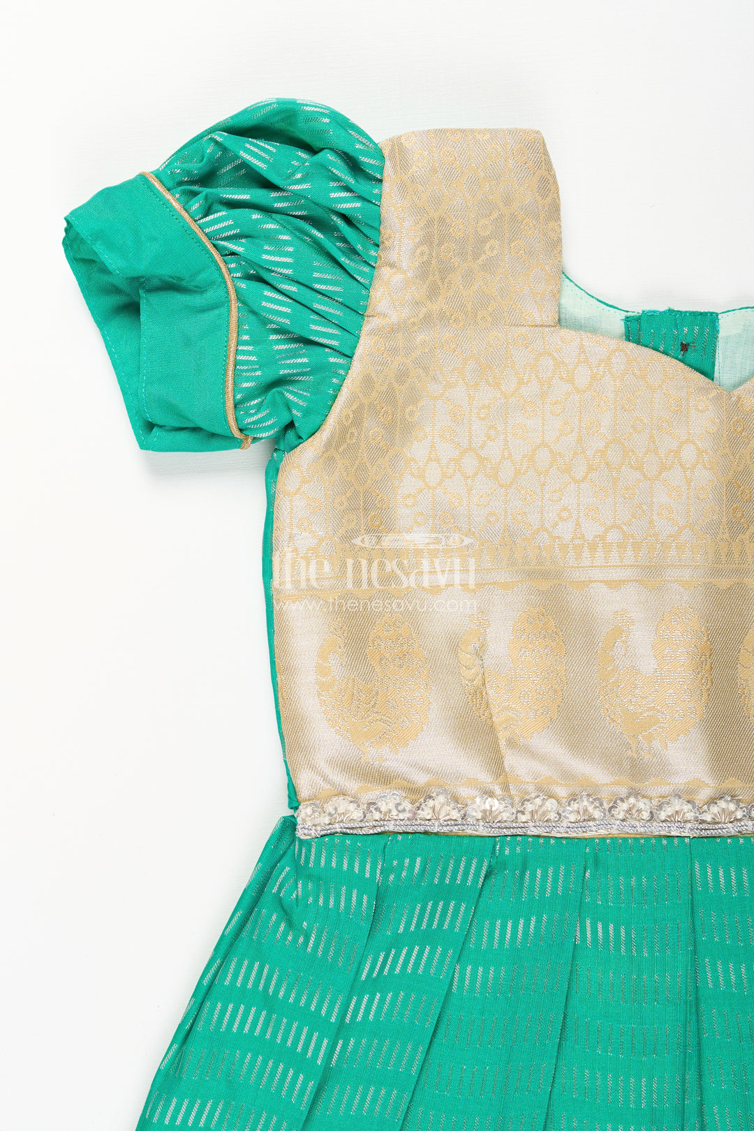 Baby girl kanchipuram silk frock for festive and wedding celebrations