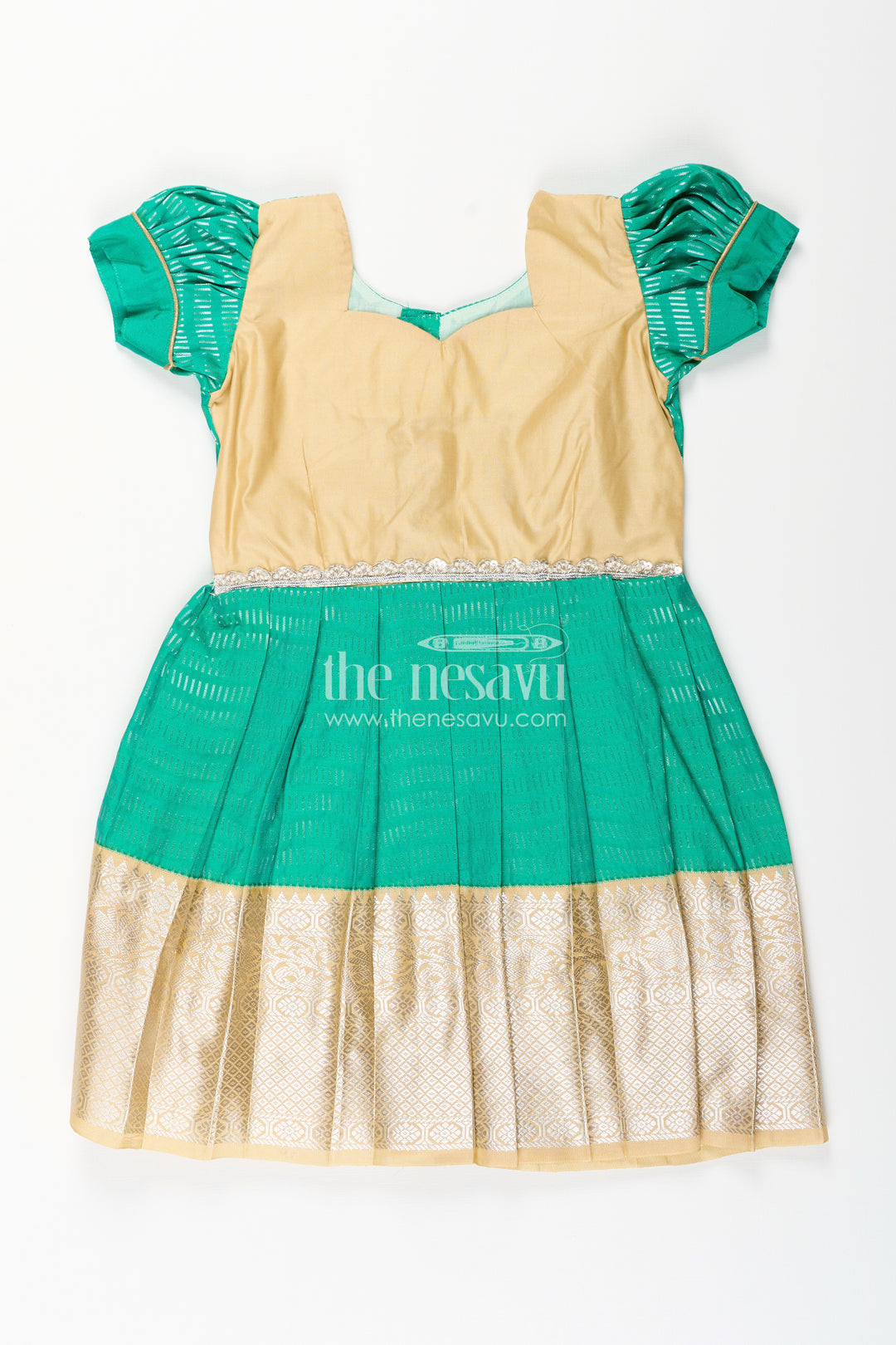 Baby girl kanchipuram silk frock for festive and wedding celebrations