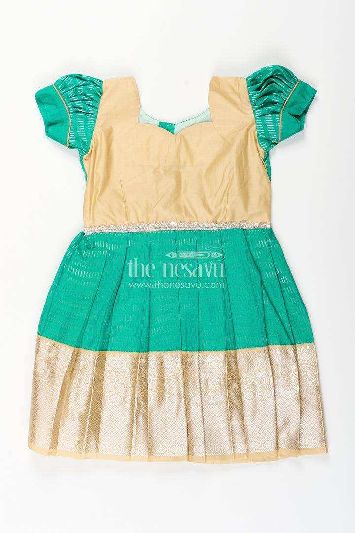 Baby girl kanchipuram silk frock for festive and wedding celebrations