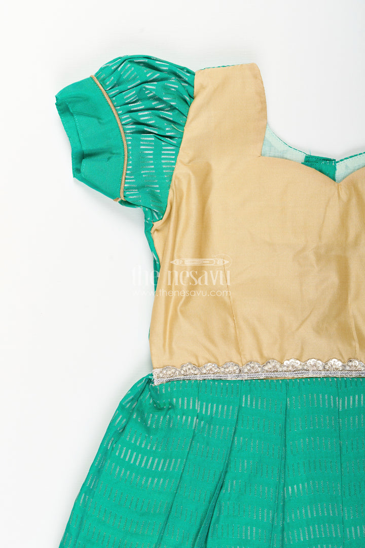 Baby girl kanchipuram silk frock for festive and wedding celebrations