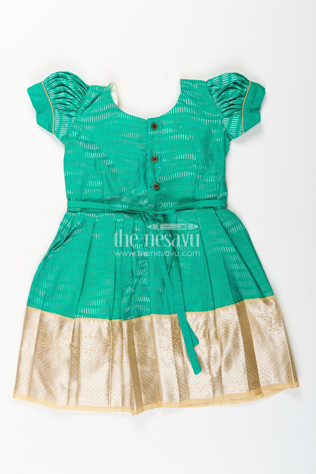 Baby girl kanchipuram silk frock for festive and wedding celebrations