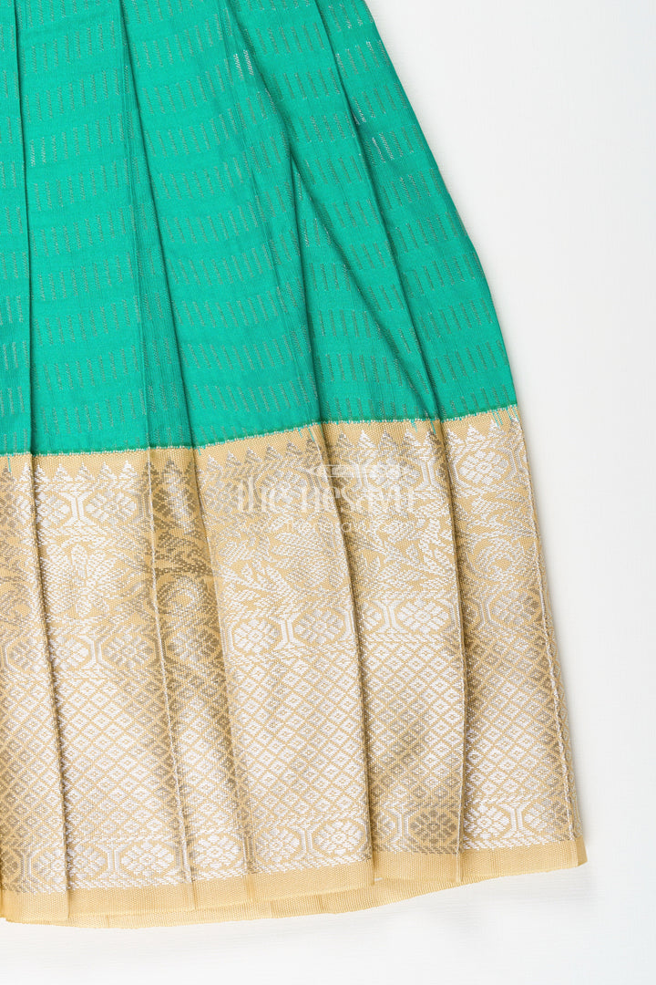 Baby girl kanchipuram silk frock for festive and wedding celebrations