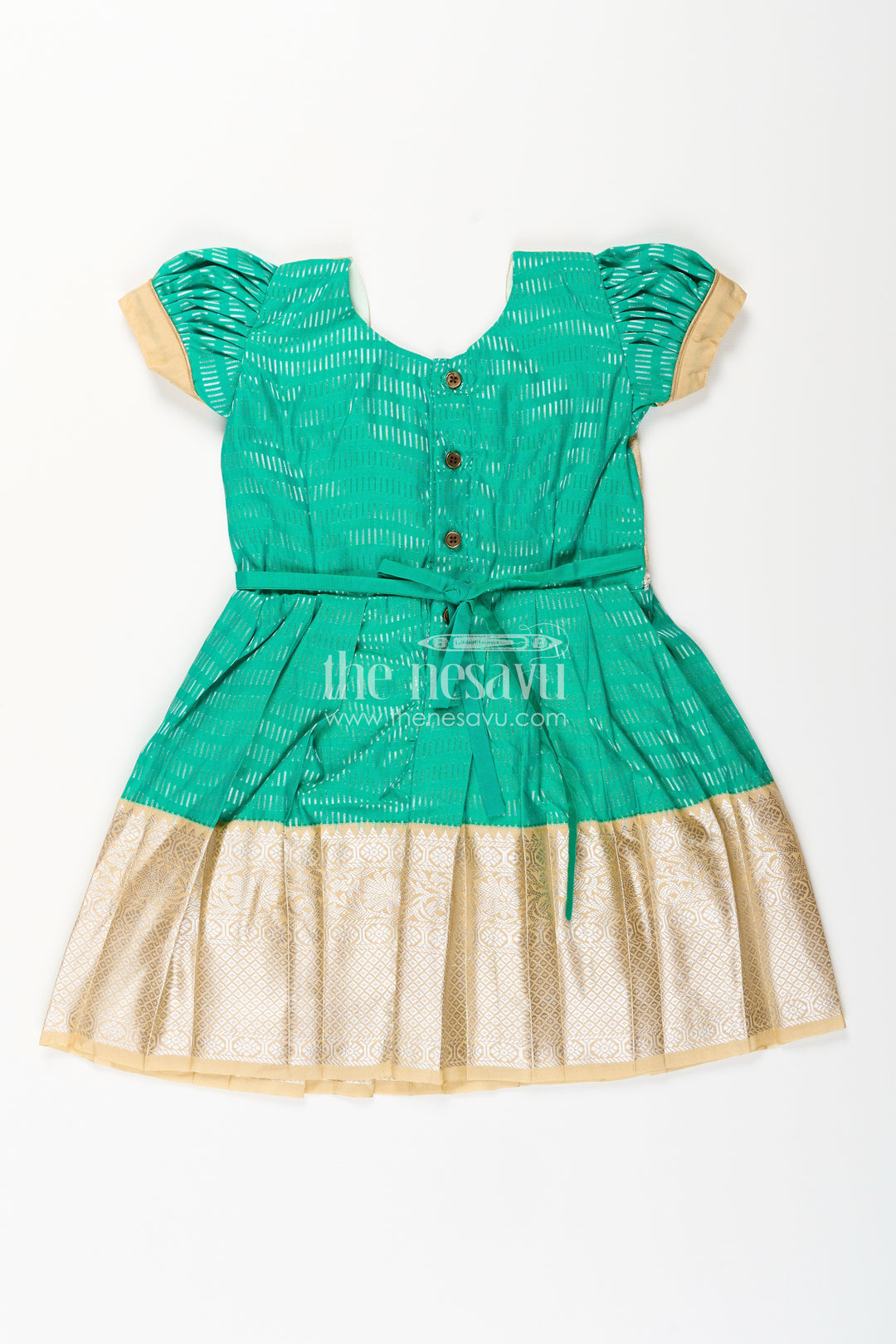 Baby girl kanchipuram silk frock for festive and wedding celebrations