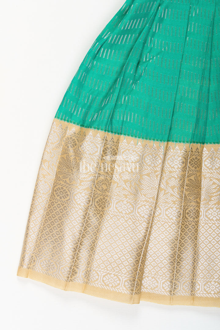 Baby girl kanchipuram silk frock for festive and wedding celebrations
