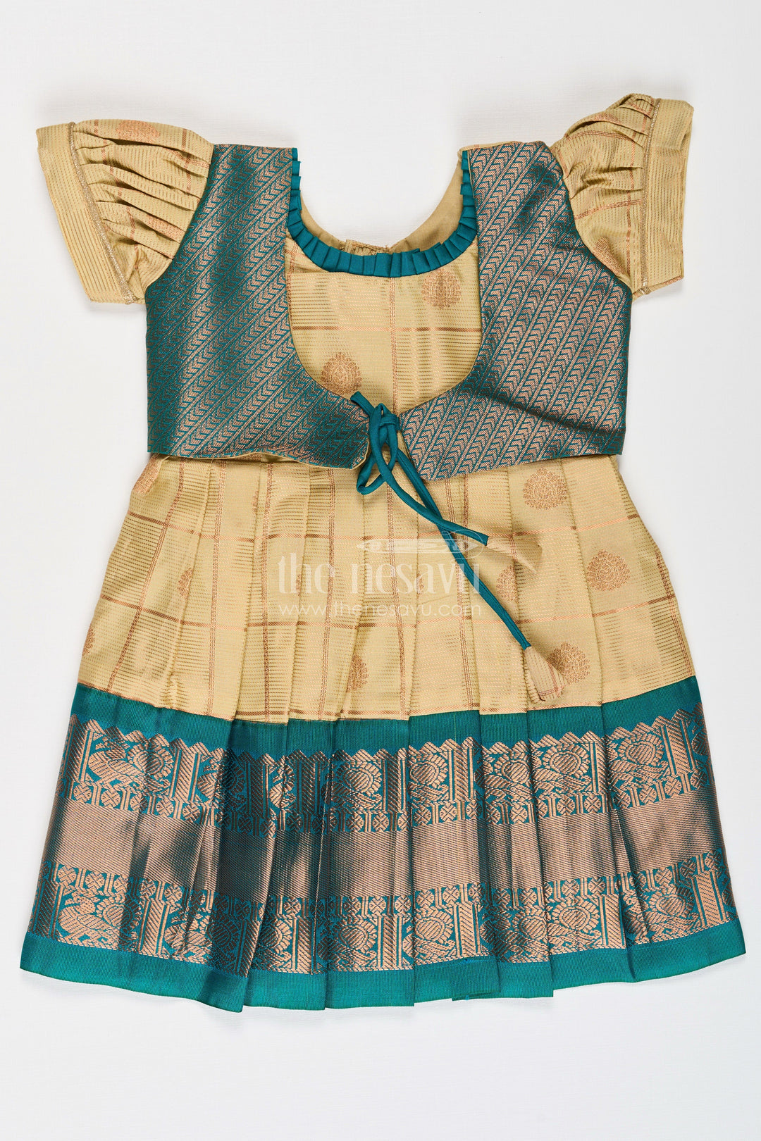Girls Traditional Semi Kanchivaram Silk Frock Perfect for Small Baby Frock Inspired Ethnic Wear