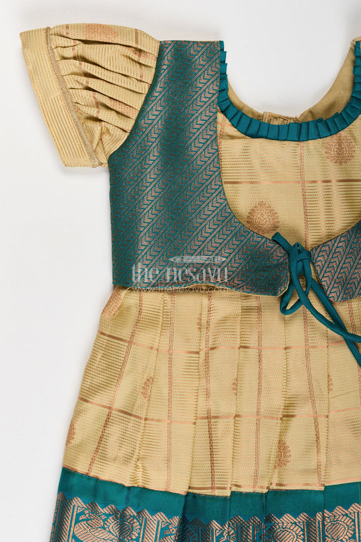 Girls Traditional Semi Kanchivaram Silk Frock Perfect for Small Baby Frock Inspired Ethnic Wear
