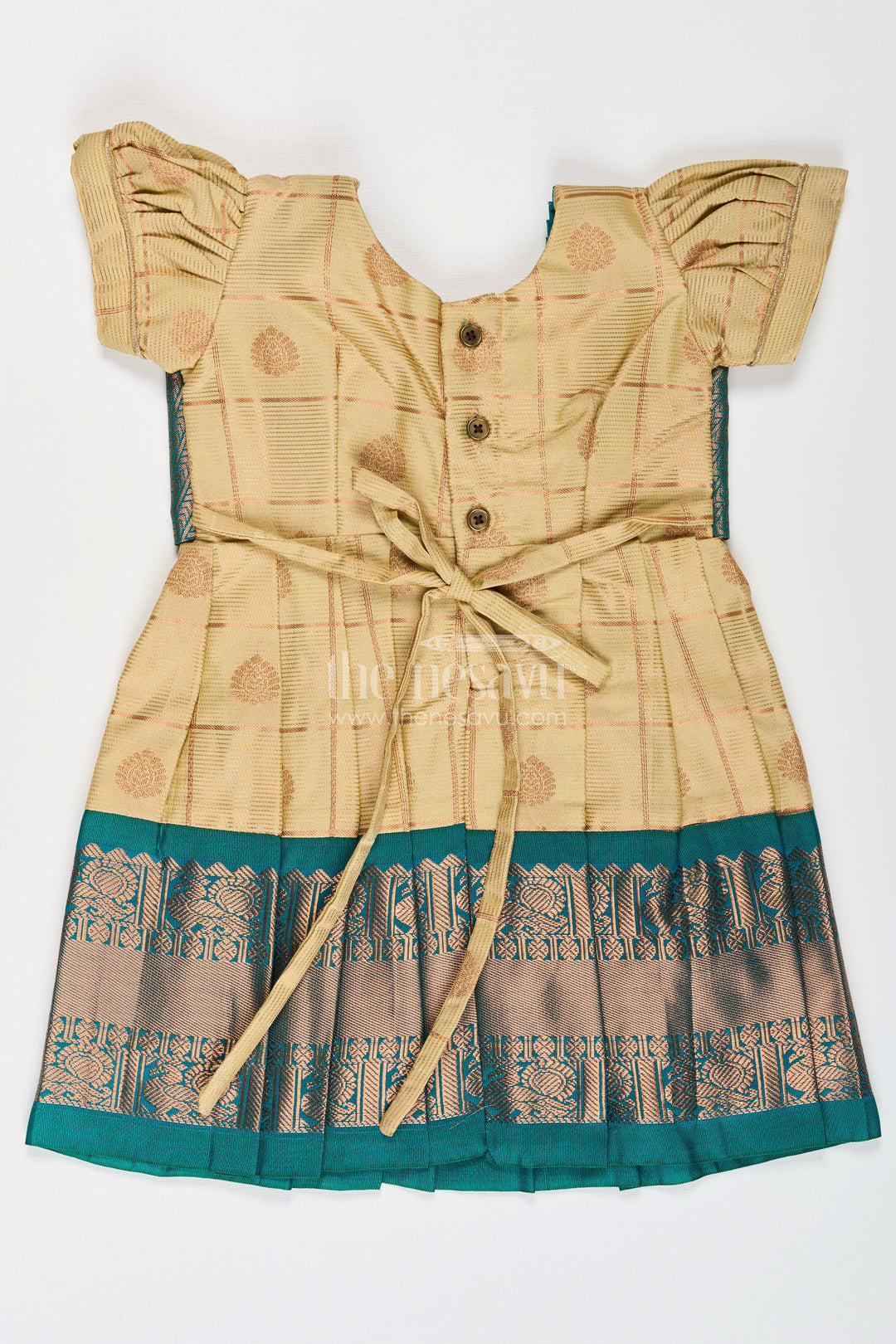 Girls Traditional Semi Kanchivaram Silk Frock Perfect for Small Baby Frock Inspired Ethnic Wear
