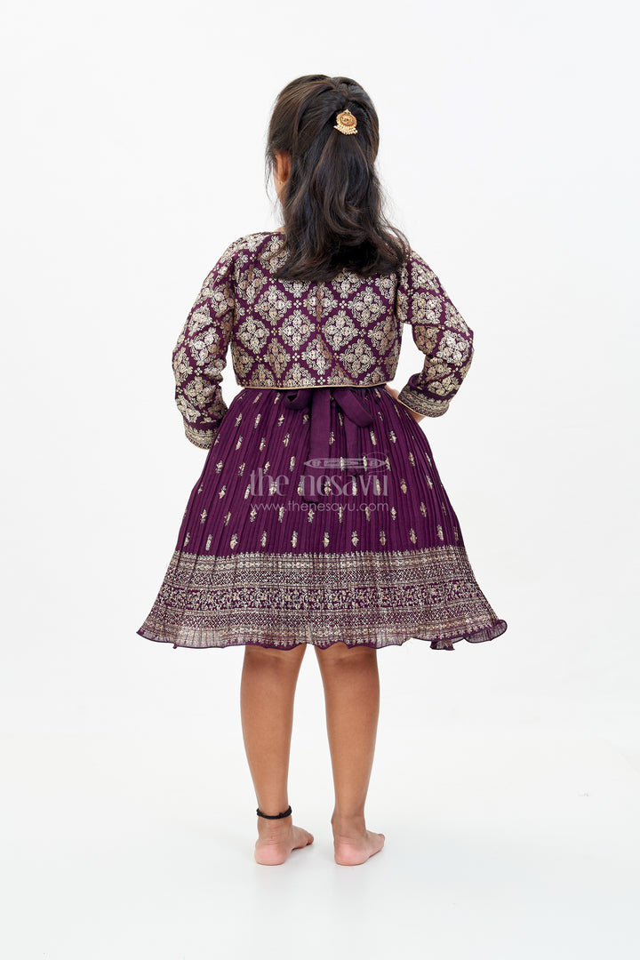 Elegant Girls Silk Dress for Weddings with Gold Foil Prints and Embellished Dupatta