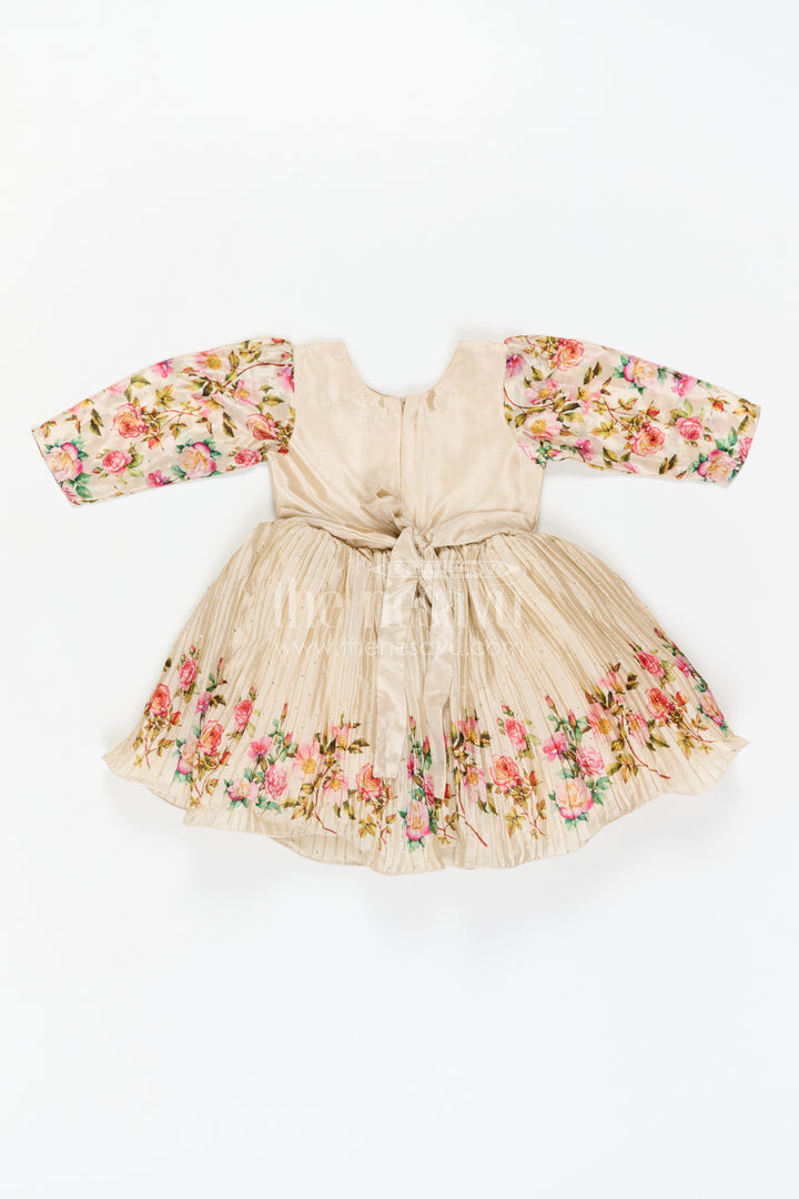 Girls Floral Frock with Jacket in Chinon Silk with Digital Print and Embroidered Stone Work Detailing