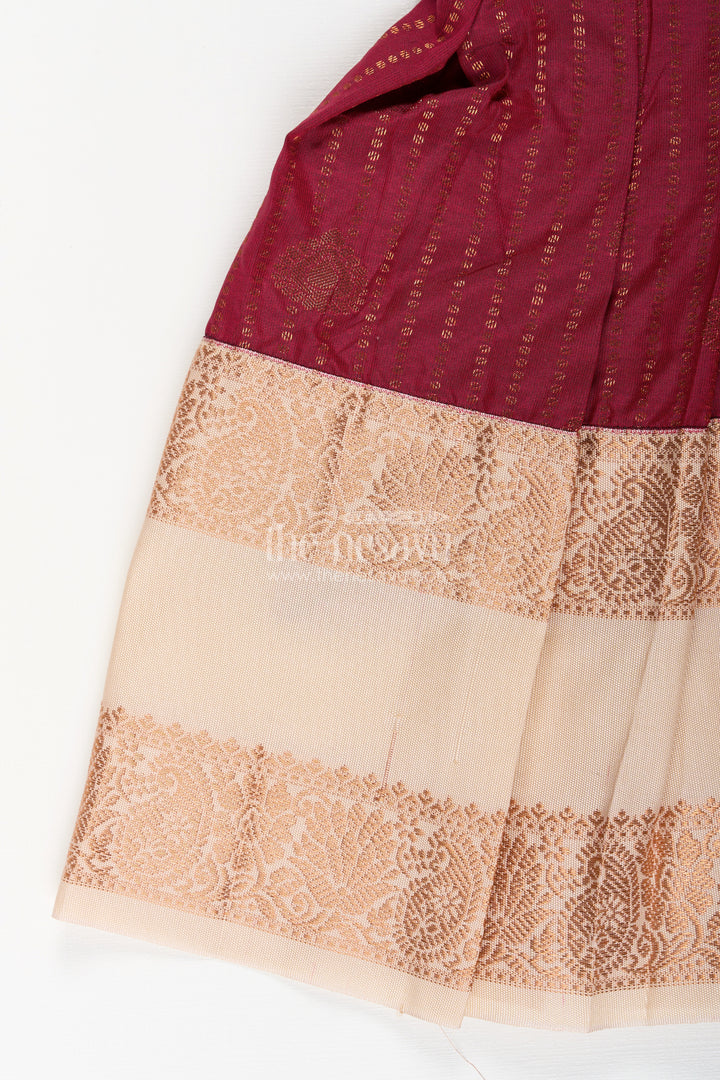 Baby girl kanchipuram silk frock for festive and wedding wear