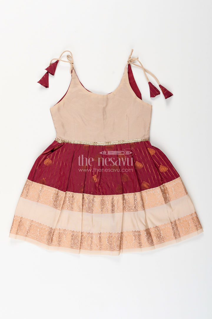 Baby girl kanchipuram silk frock for festive and wedding wear