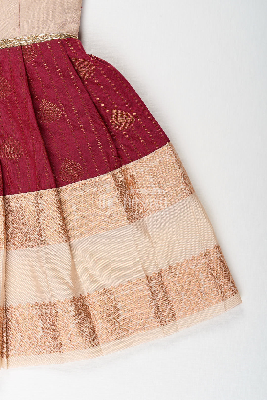 Baby girl kanchipuram silk frock for festive and wedding wear