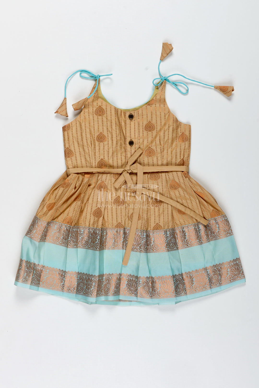 Traditional Tie-Up Frock For Baby Girls In Kanchi Silk Ideal For Festivals