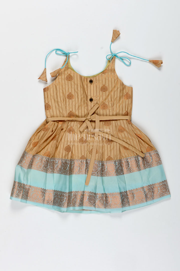 Traditional Tie-Up Frock For Baby Girls In Kanchi Silk Ideal For Festivals