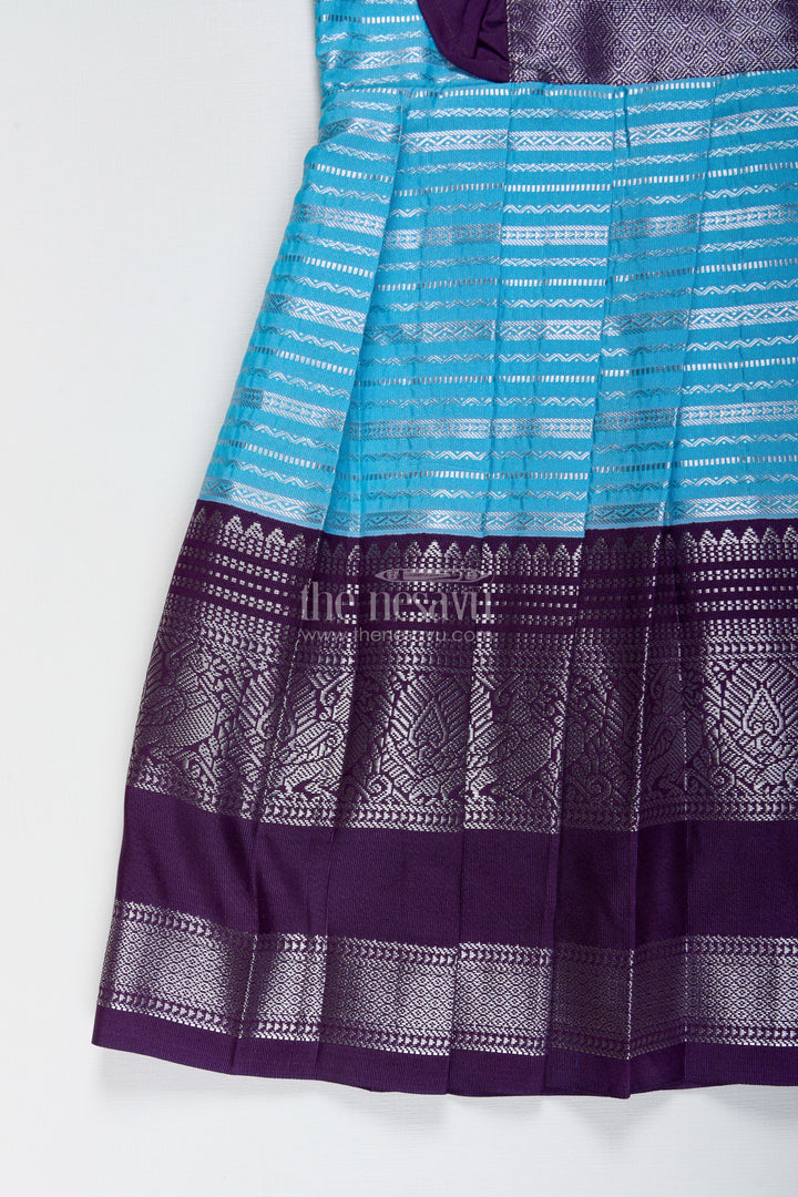 Indo-Western Silk Frock For Baby Girls In Sky Blue Perfect For Weddings And Functions
