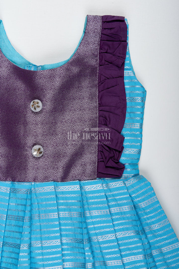 Indo-Western Silk Frock For Baby Girls In Sky Blue Perfect For Weddings And Functions