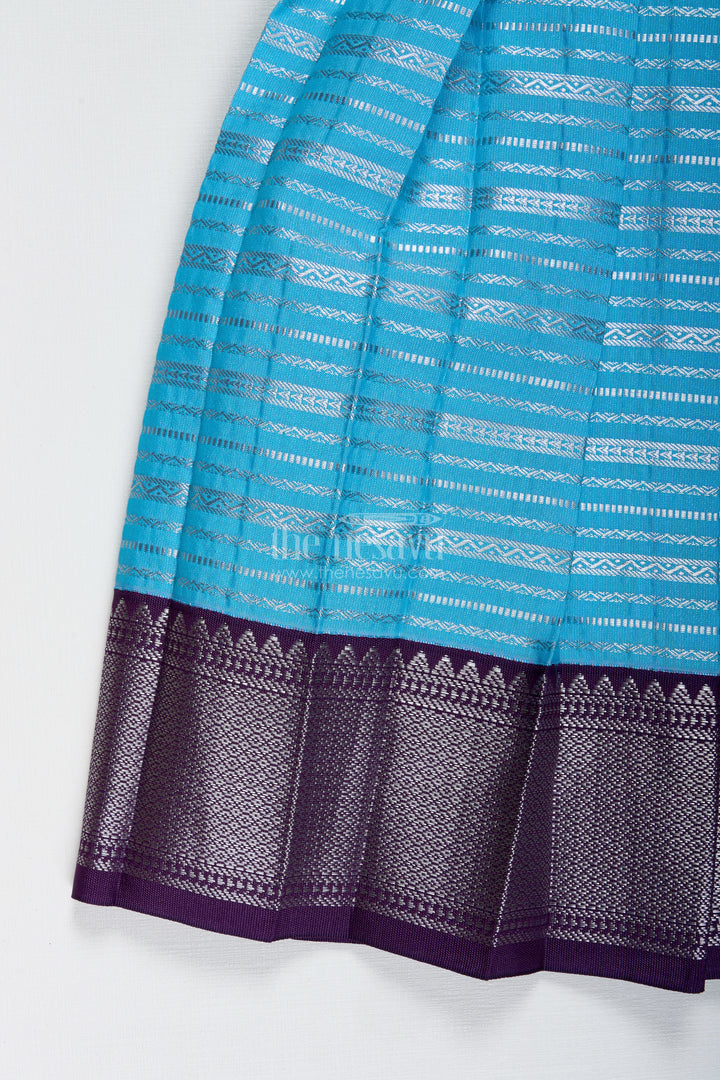 Indo-Western Silk Frock For Baby Girls In Sky Blue Perfect For Weddings And Functions
