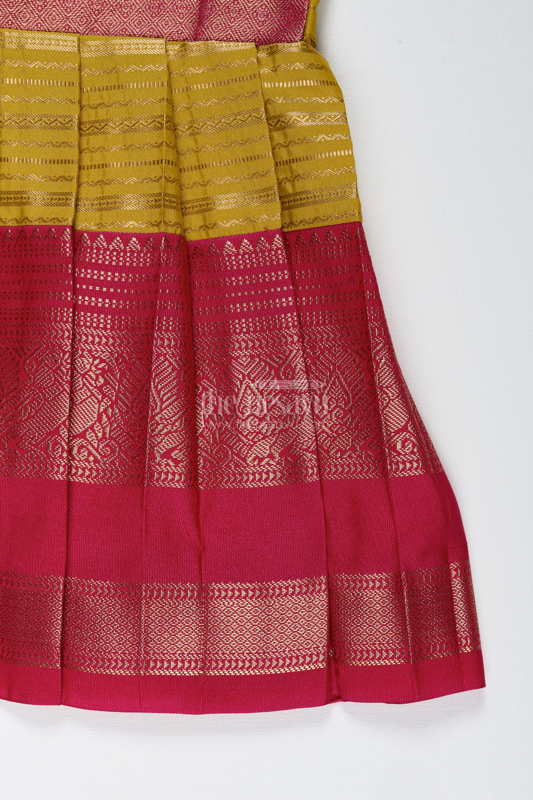 Traditional Tie-Up Frock For Baby Girls In Mustard And Pink Perfect For Weddings